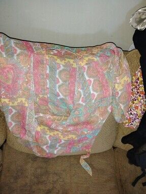 Sheer Paisley Wrap Blouse in Pink, Yellow & Aqua